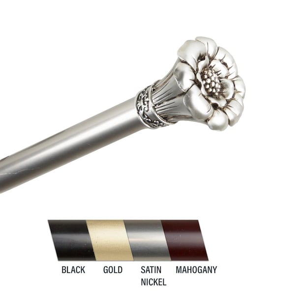 Central Design Flora 1 in. Curtain Rod, 48-84 in. - Satin Nickel CE436949 - main